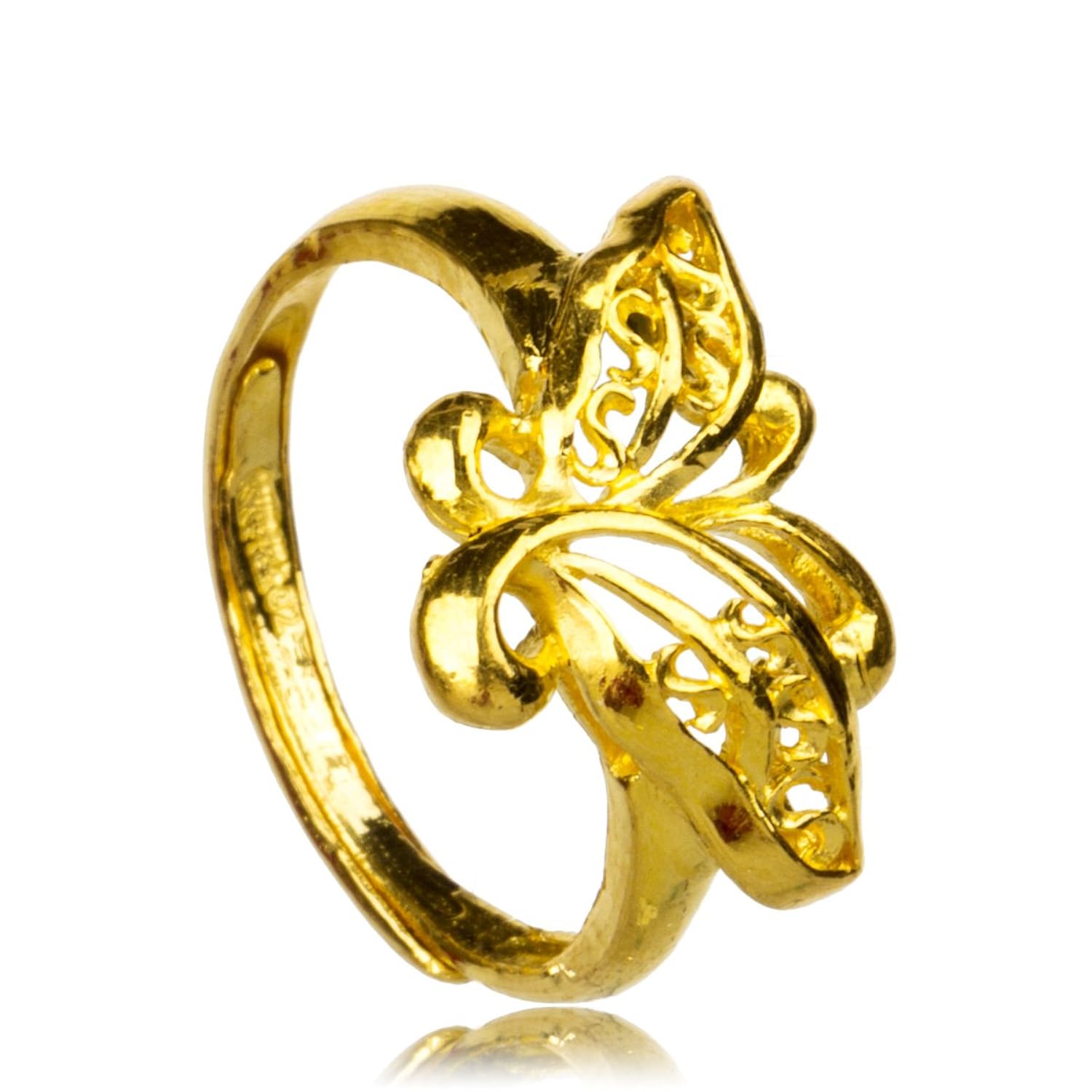 宝易金珠宝 au999千足金蝶恋戒指 可爱蝴蝶黄金女戒